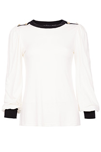 Ženska majica dugih rukava sa okruglim izrezom i kontrastnim rubom Tiffany Production